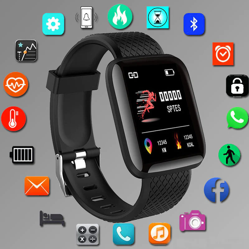 Smart Fitness Tracker Watch for Men & Women – Heart Rate, Sleep, Message Alerts, Waterproof, Bluetooth, USB Charge
