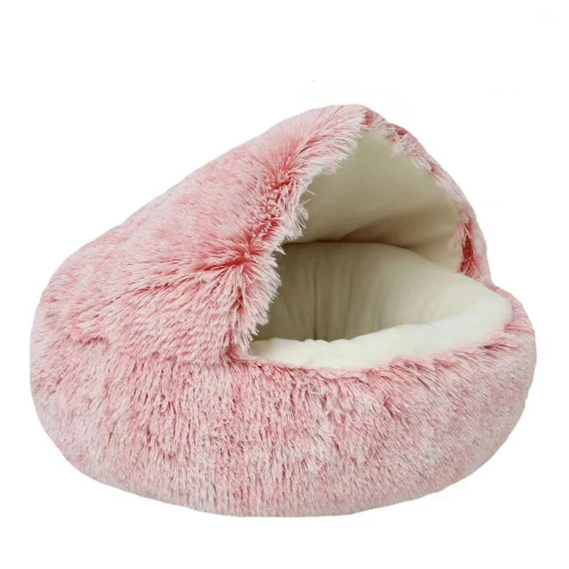 Cat Cave Bed with Cover – Plush Round Pet Nest Mattress for Cats, Kittens & Small Dogs