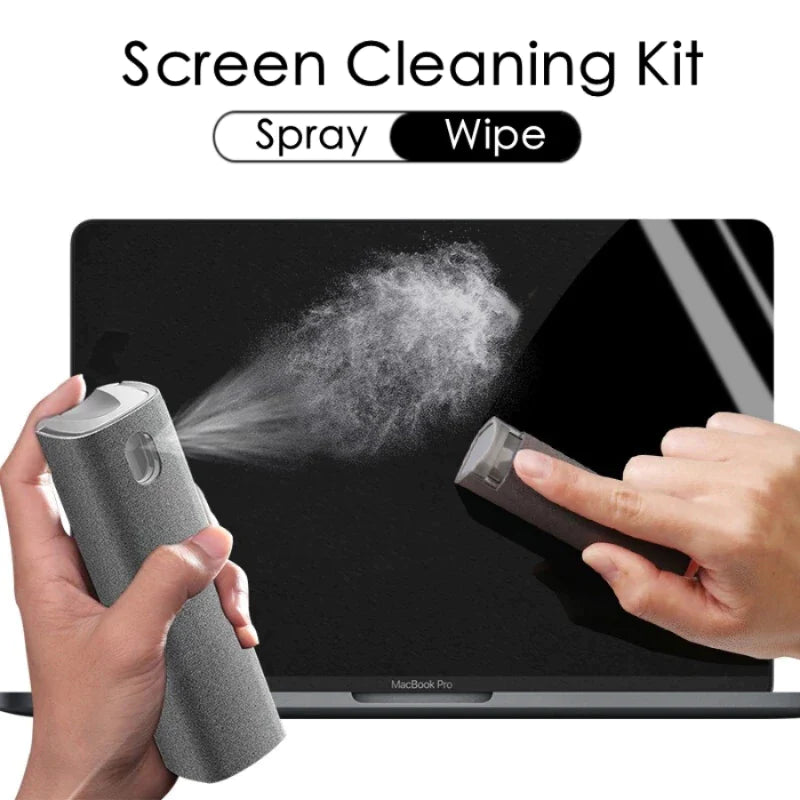 2-in-1 Microfiber Screen Cleaner Spray Bottle – Portable Cleaning Tool for Phone, Tablet, Laptop & Glasses