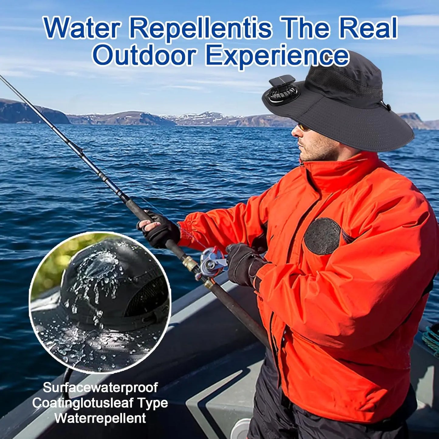 Wide Brim Solar Fan Hat with Dual Fans – UPF50+ Adjustable Sun Hat for Men & Women | USB & Solar Powered for Fishing, Hiking, Outdoor
