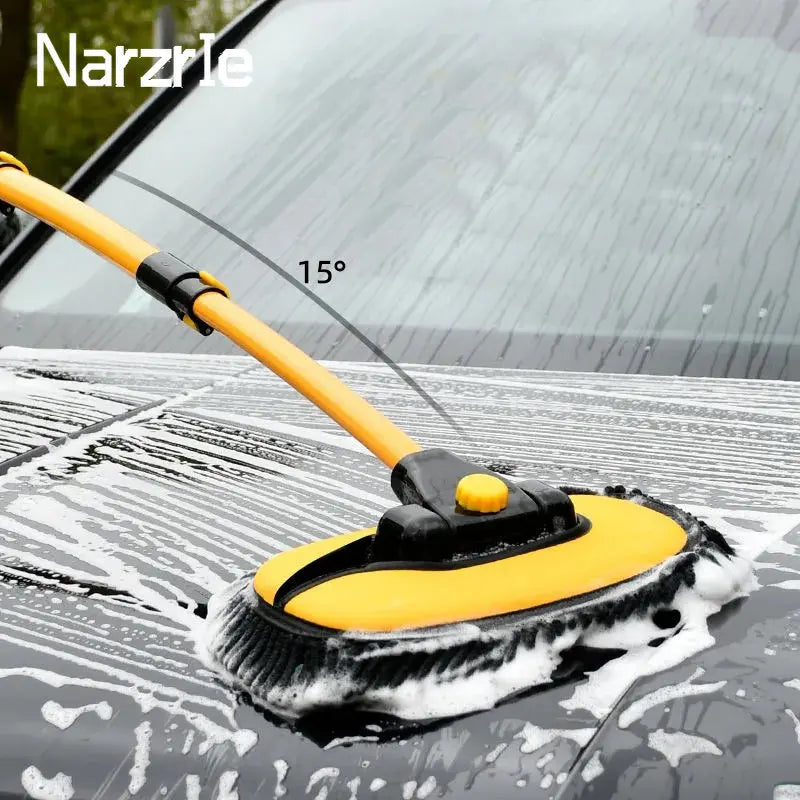 Telescopic Car Wash Mop with Long Handle | Flexible Chenille Cleaning Brush for Cars, Windows & Home
