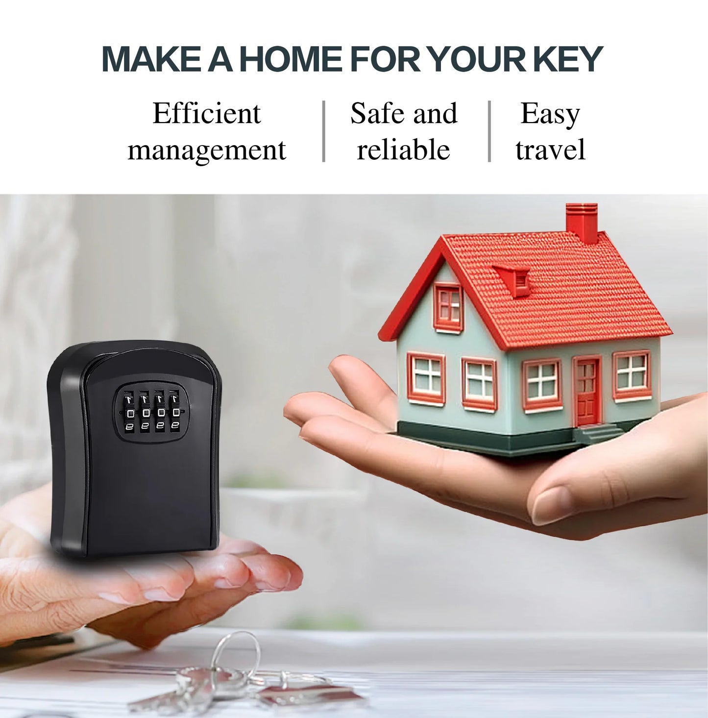 Waterproof Wall Mounted Key Lock Box – 4-Digit Combination Safe for 3–8 Keys | Secure Key Storage for Home, Office & Rentals
