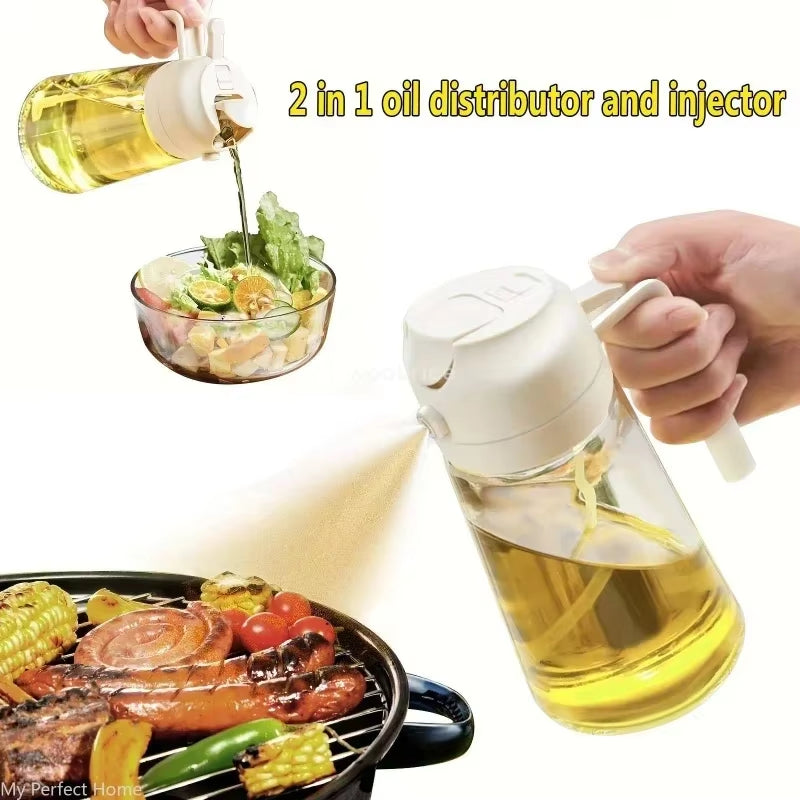 2-in-1 Olive Oil Spray Bottle & Dispenser – Kitchen Cooking Oil Mister for Healthy Cooking (200ml & 500ml)