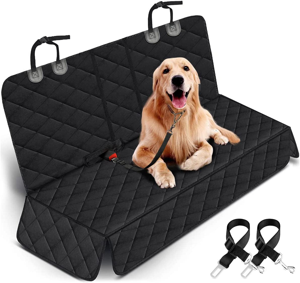 Waterproof Dog Car Seat Cover – Back Seat Protector for Cars, Trucks & SUVs, Non-Slip, Fits Middle Armrest, Pet & Kid Friendly – Black