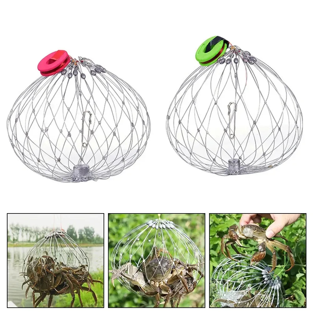 Automatic Folding Fishing Net Cage – Steel Wire Crab Trap for Fish, Shrimp & Shellfish (Saltwater & Freshwater