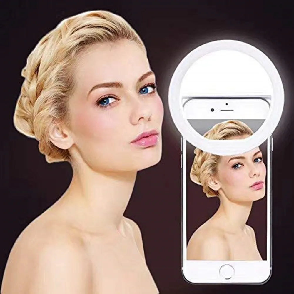 Rechargeable Selfie Ring Light – Clip-On LED Phone & Laptop Ringlight for Photography, Video Calls & Makeup
