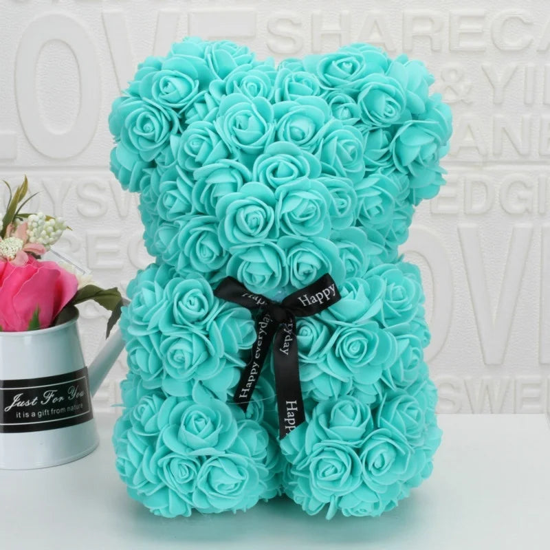 Romantic Rose Bear – 20cm Handmade Foam Flower Teddy | Valentine’s, Wedding & Anniversary Gift