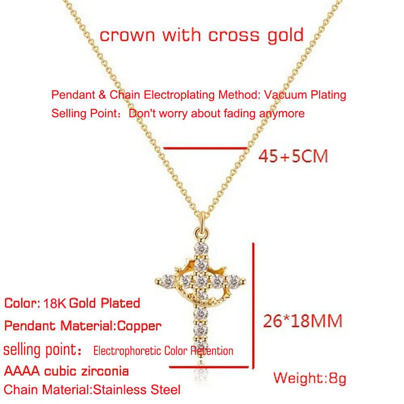 Gold & Silver Plated Cross Necklace for Men & Women – Stainless Steel Chain, Waterproof, Rust-Proof, Faith Jewelry Gift