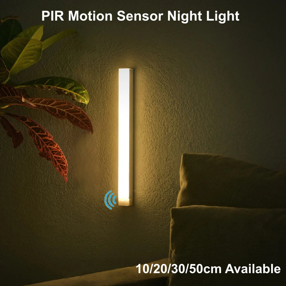 Type-C Rechargeable PIR Motion Sensor LED Night Light – Magnetic Under Cabinet, Wardrobe & Bedside Lamp