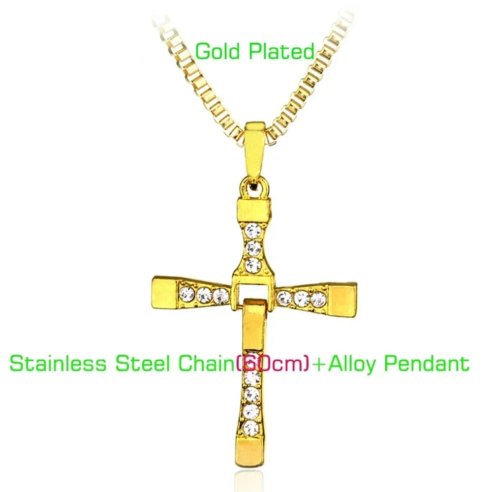 Gold & Silver Plated Cross Necklace for Men & Women – Stainless Steel Chain, Waterproof, Rust-Proof, Faith Jewelry Gift
