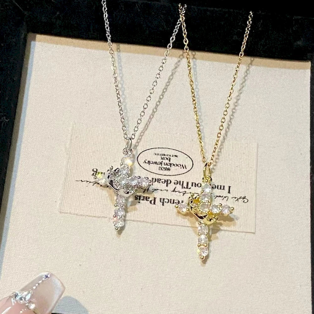 Gold & Silver Plated Cross Necklace for Men & Women – Stainless Steel Chain, Waterproof, Rust-Proof, Faith Jewelry Gift