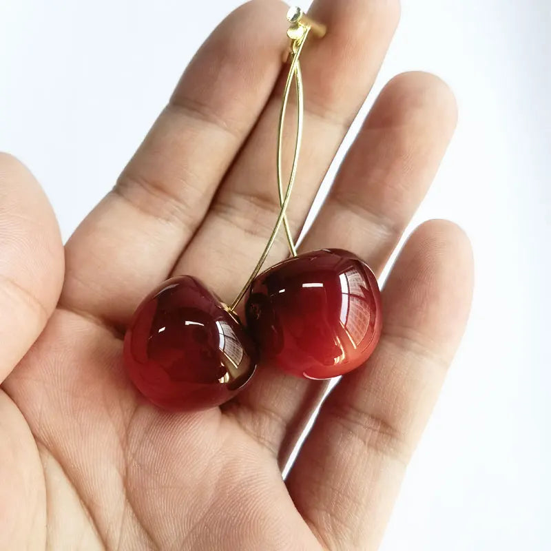 Sweet Red Cherry Earrings – Cute Fruit Pendant Jewelry for Women & Teens