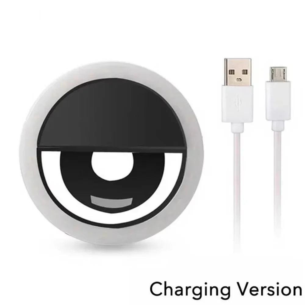 Handheld LED Ring Fill Light – Rechargeable Portable Selfie Light with Phone Holder for Photography & Live Streaming