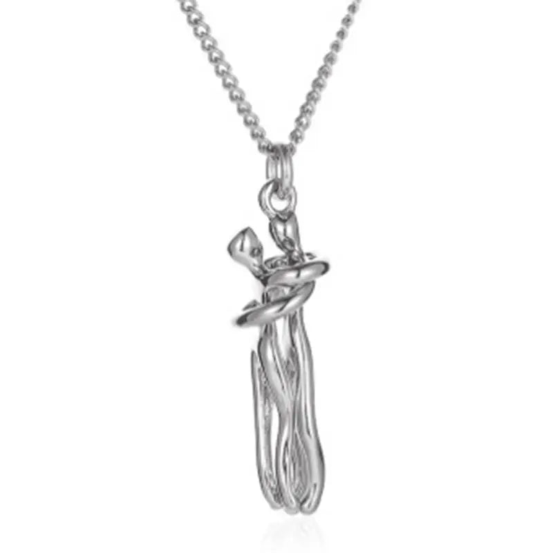 Embrace Couple Hug Necklace – Stainless Steel Pendant for Lovers, Promise Jewelry Gift for Men & Women