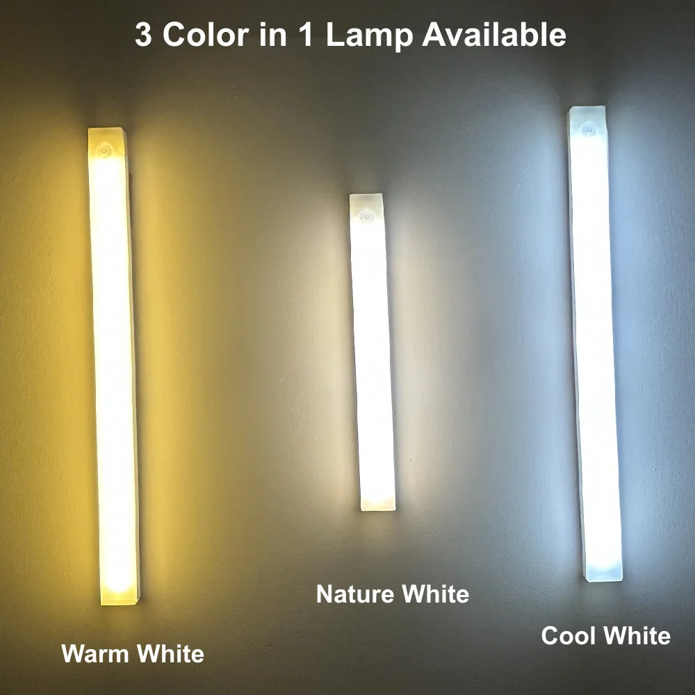 Type-C Rechargeable PIR Motion Sensor LED Night Light – Magnetic Under Cabinet, Wardrobe & Bedside Lamp