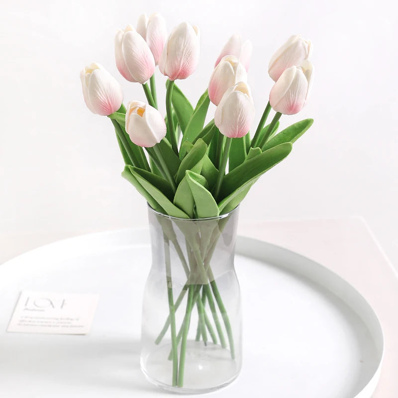 Artificial Tulip Bouquet – 5/10 Pcs Realistic Silk Flowers for Home, Wedding & Garden Décor