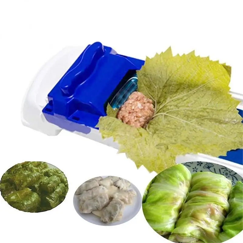 1Pc Stuffed Grape Leaf & Cabbage Meat Roller – White & Blue Vegetable Wrapping Machine Kitchen Tool