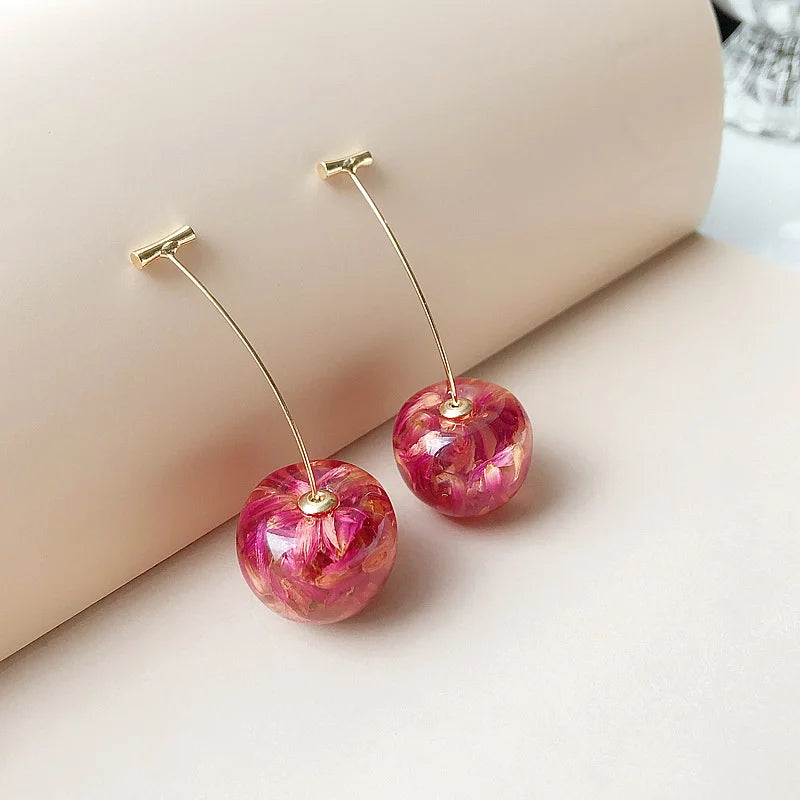 Sweet Red Cherry Earrings – Cute Fruit Pendant Jewelry for Women & Teens