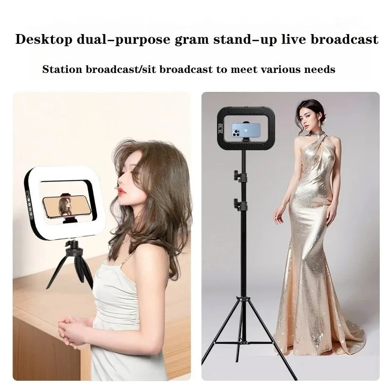Handheld LED Ring Fill Light – Rechargeable Portable Selfie Light with Phone Holder for Photography & Live Streaming
