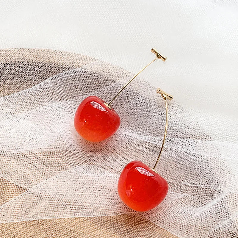 Sweet Red Cherry Earrings – Cute Fruit Pendant Jewelry for Women & Teens
