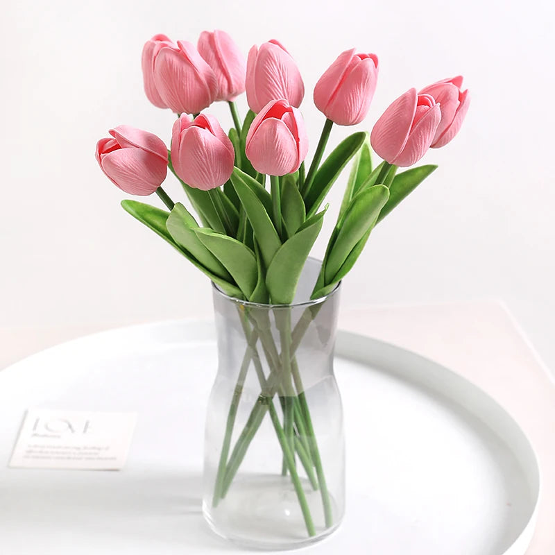 Artificial Tulip Bouquet – 5/10 Pcs Realistic Silk Flowers for Home, Wedding & Garden Décor