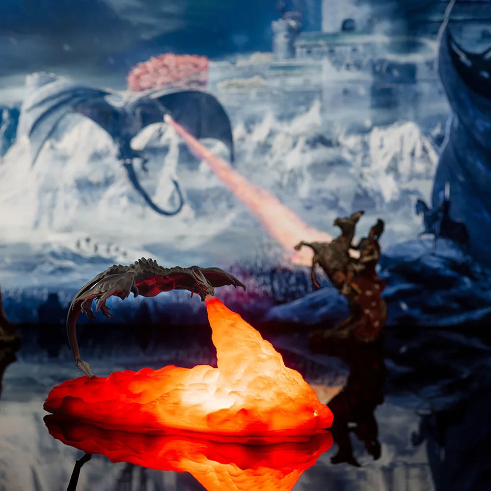 3D Fire Dragon LED Lamp – USB Rechargeable Fantasy Night Light for Gaming, Kids, & Home Decor