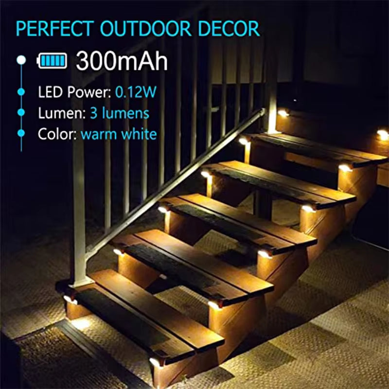 Warm White LED Solar Step Lights – Waterproof Outdoor Deck, Path, Stair & Fence Lighting