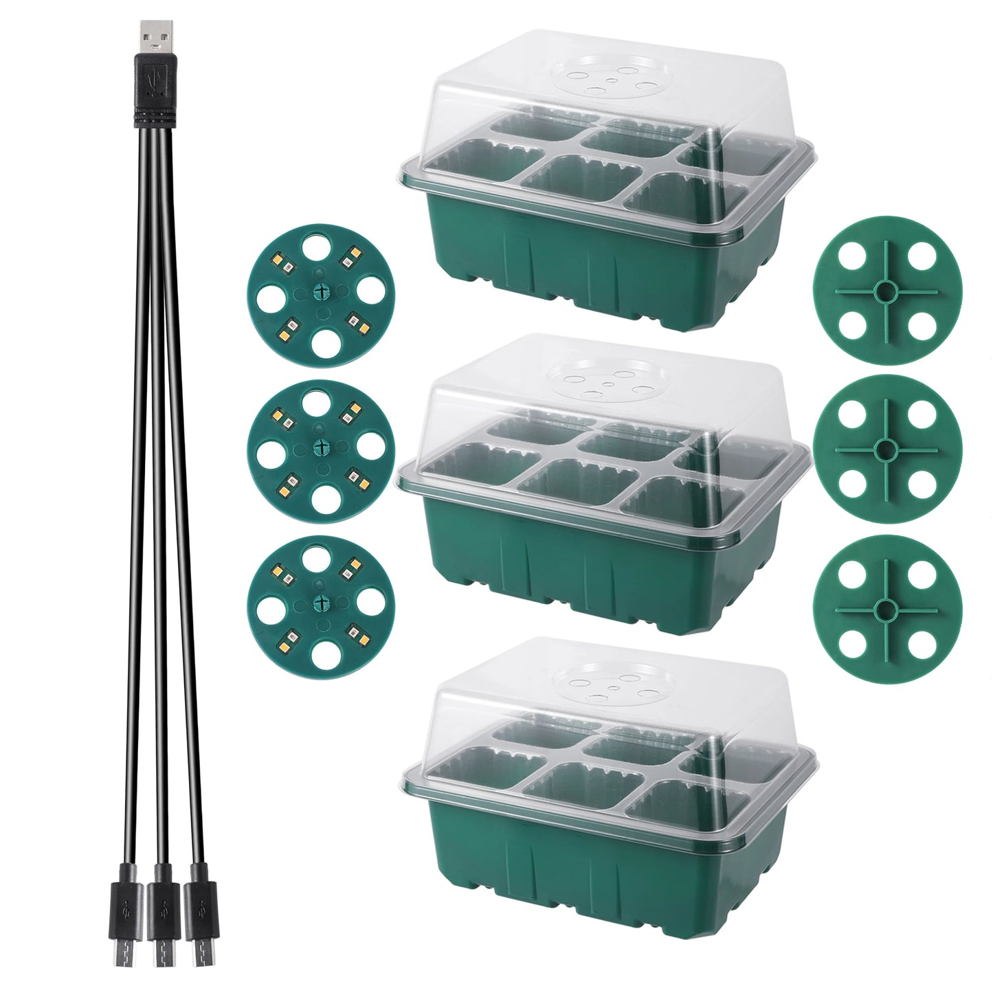 Seed Starter Tray with LED Grow Light – Indoor Germination Kit with Adjustable Ventilation & Humidity Dome (6/12 Cell)