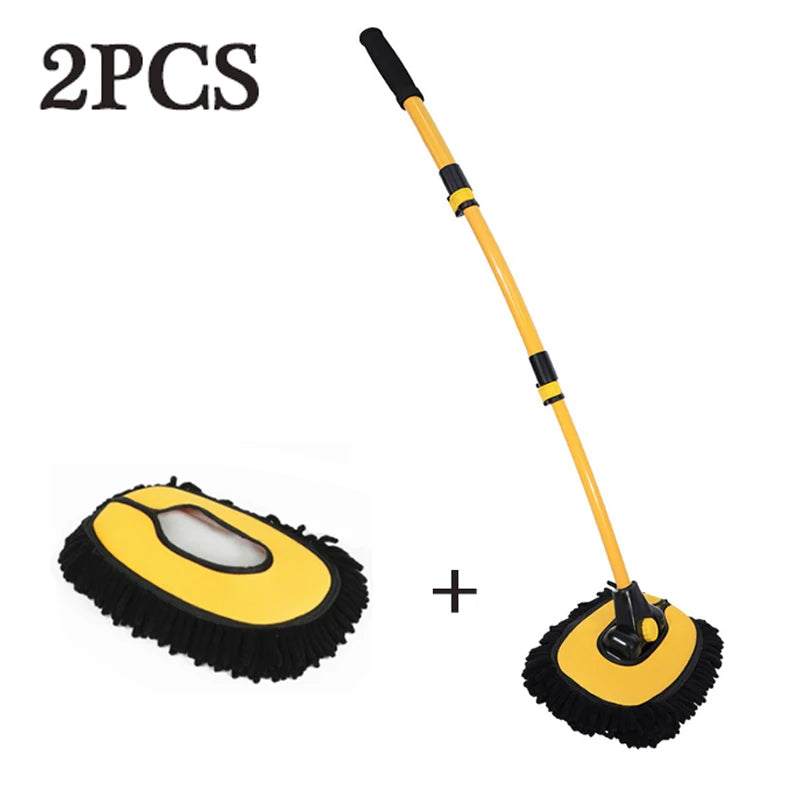 Telescopic Car Wash Mop with Long Handle | Flexible Chenille Cleaning Brush for Cars, Windows & Home
