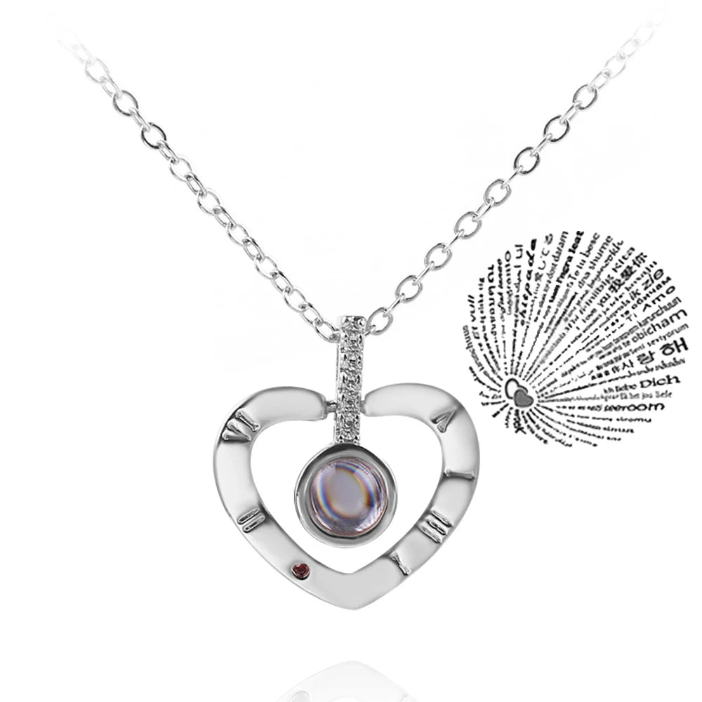 Projection Necklace – 100 Languages “I Love You” Pendant | Romantic Couple Jewelry Gift for Girlfriend or Lover