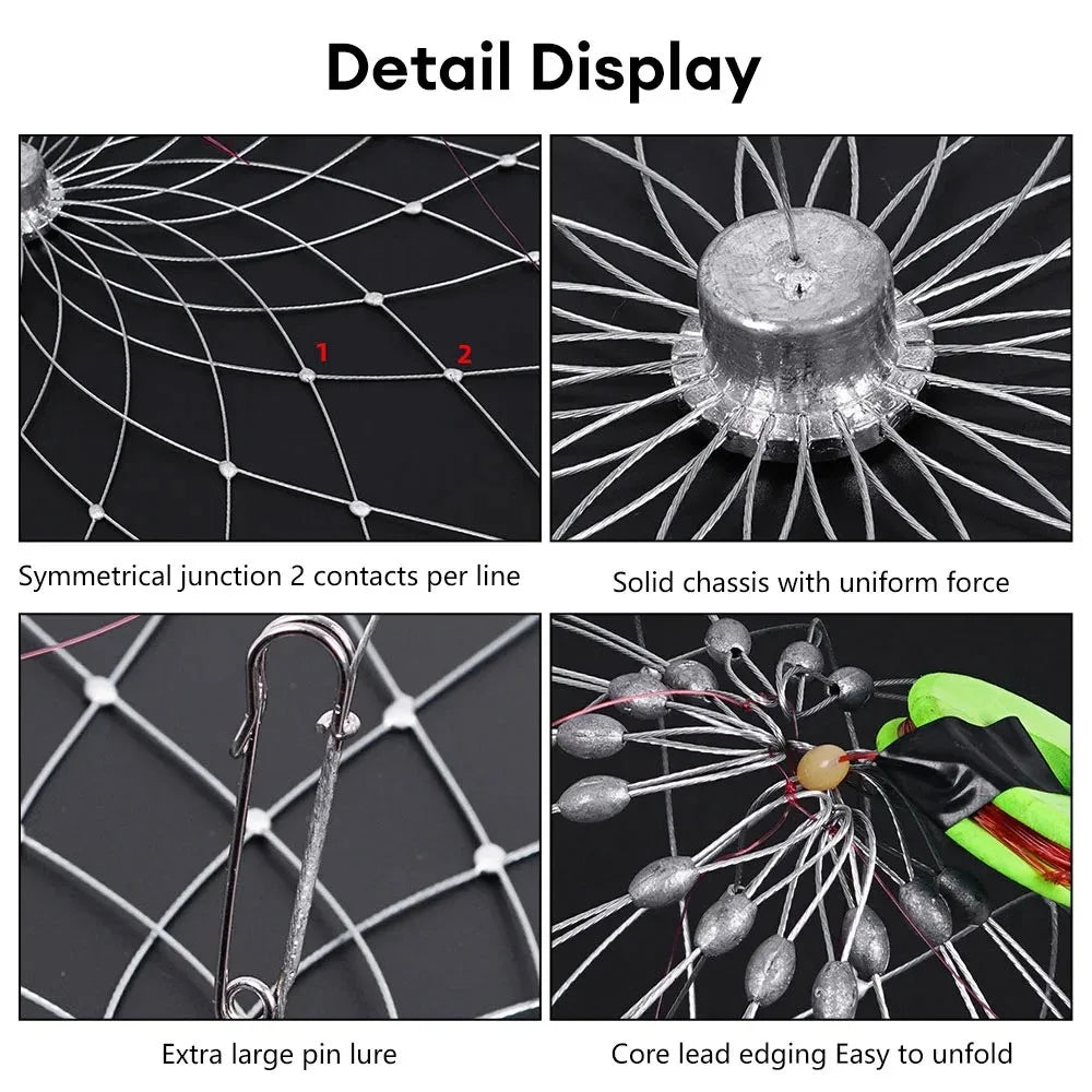 Automatic Folding Fishing Net Cage – Steel Wire Crab Trap for Fish, Shrimp & Shellfish (Saltwater & Freshwater