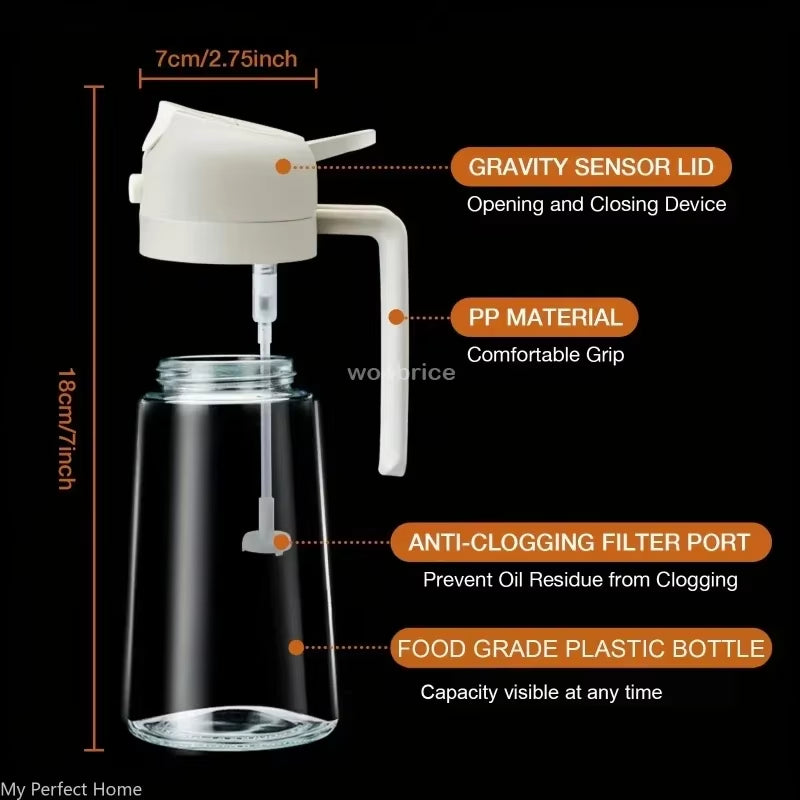 2-in-1 Olive Oil Spray Bottle & Dispenser – Kitchen Cooking Oil Mister for Healthy Cooking (200ml & 500ml)