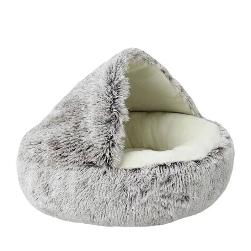 Cat Cave Bed with Cover – Plush Round Pet Nest Mattress for Cats, Kittens & Small Dogs
