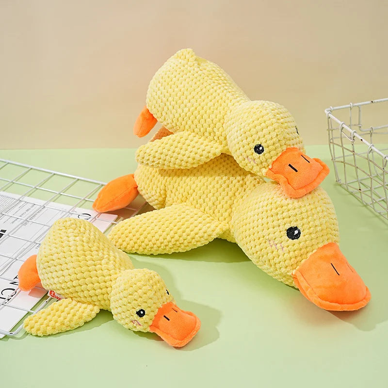 Plush Cartoon Duck Dog Toy – S/M/L Soft Chew Toy with Squeaker, Bite-Resistant & Teeth-Cleaning Pet Plush