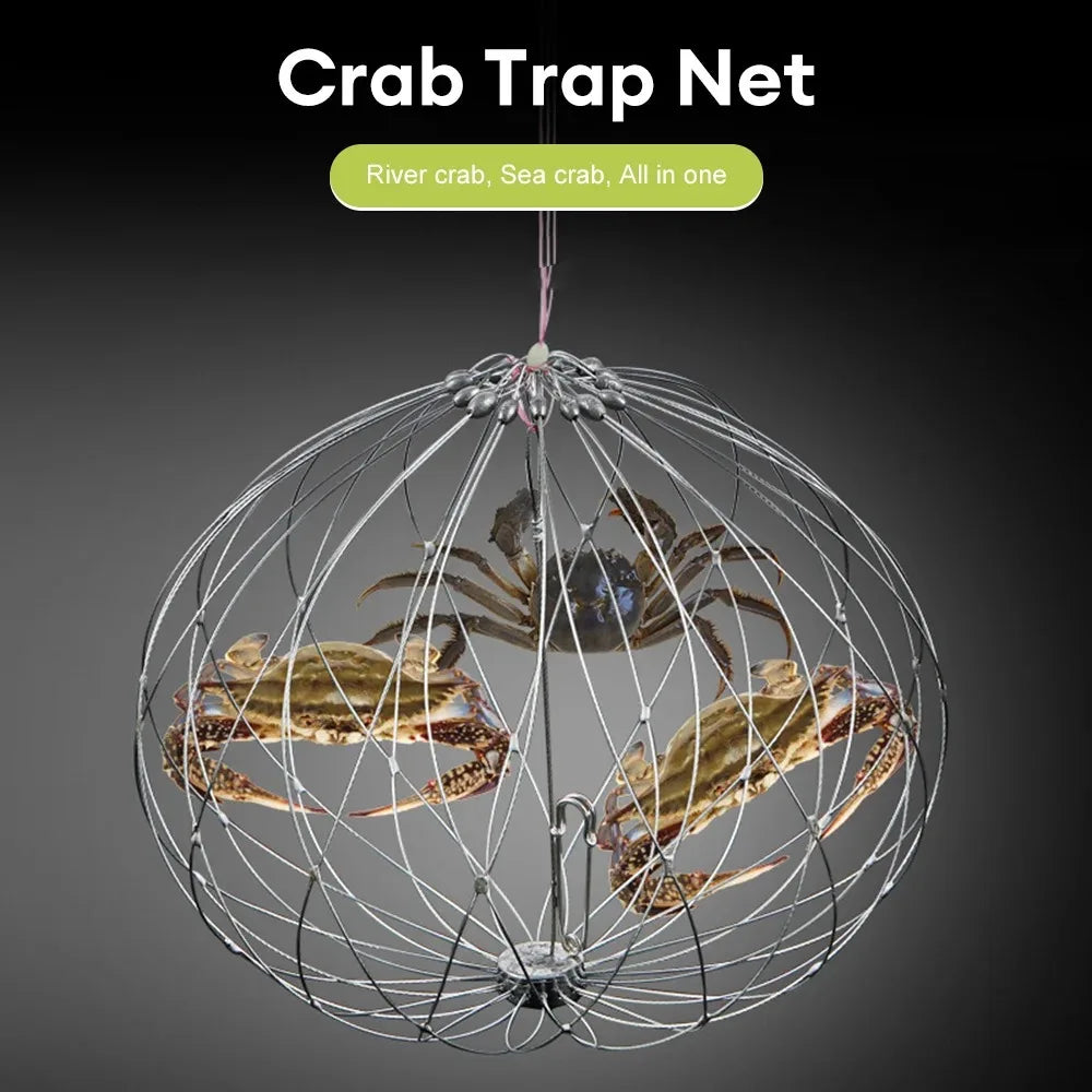 Automatic Folding Fishing Net Cage – Steel Wire Crab Trap for Fish, Shrimp & Shellfish (Saltwater & Freshwater