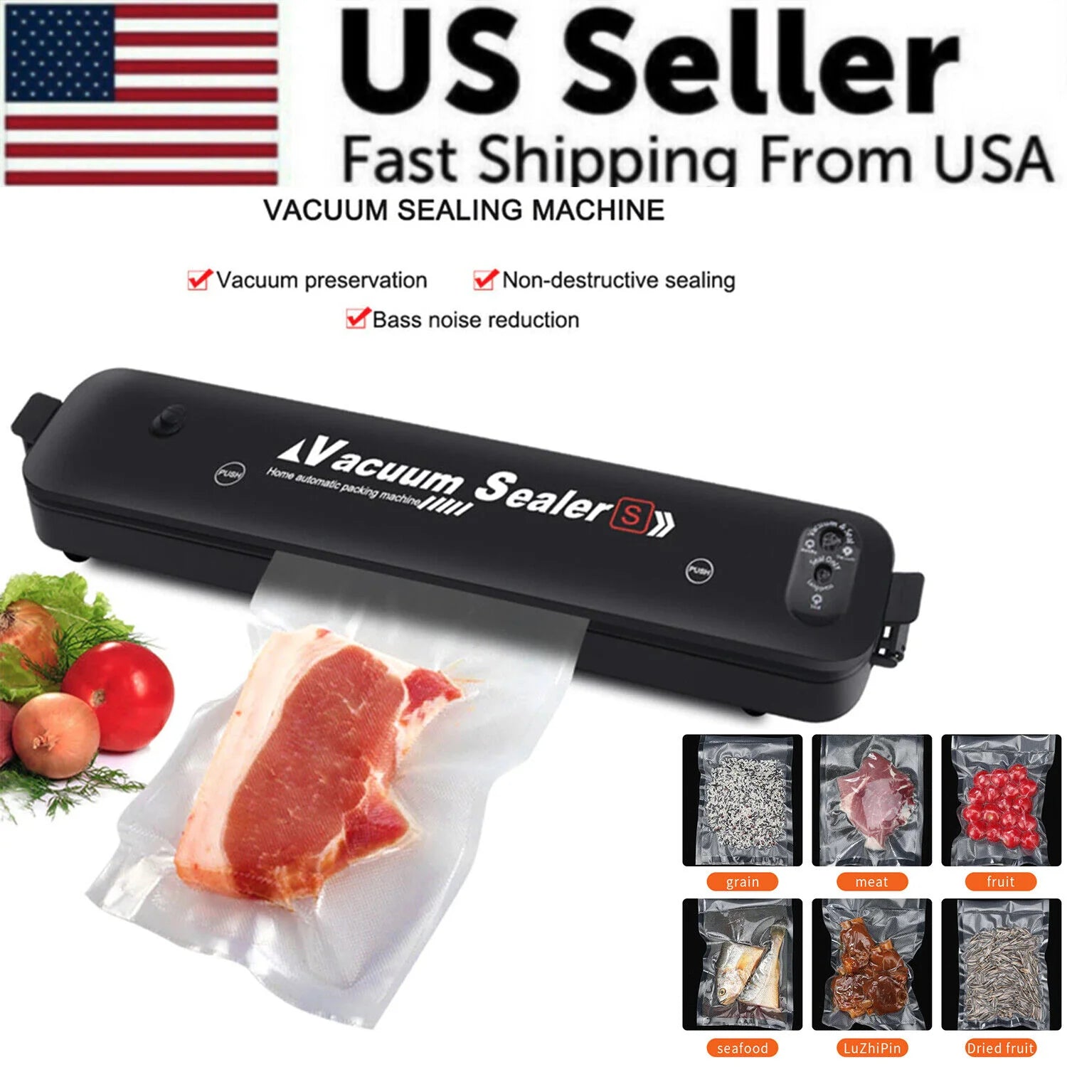 Automatic Vacuum Sealer Machine with Seal Bags – Food Preservation Saver for Dry & Wet Foods
