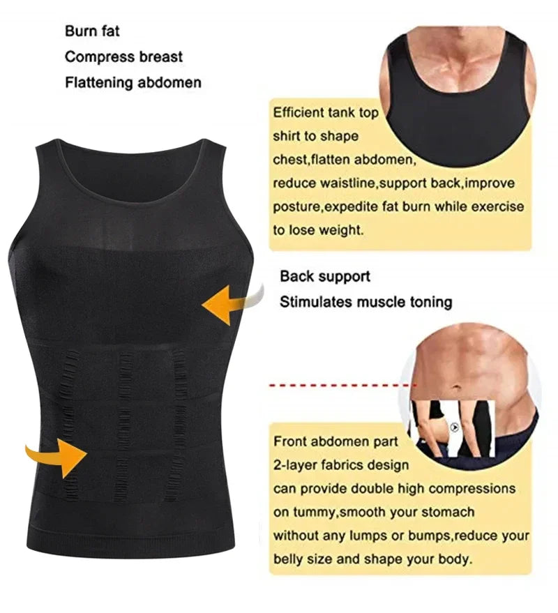 Men’s Slimming Compression Tank Top – Abdomen & Chest Shaper with Back Support