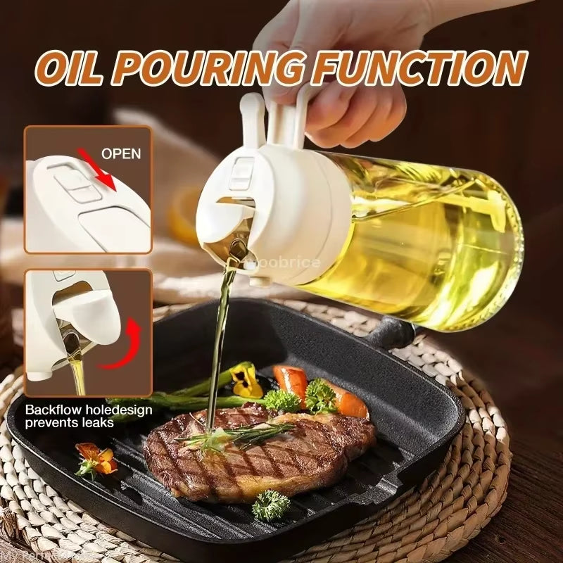 2-in-1 Olive Oil Spray Bottle & Dispenser – Kitchen Cooking Oil Mister for Healthy Cooking (200ml & 500ml)