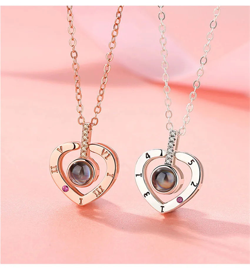Projection Necklace – 100 Languages “I Love You” Pendant | Romantic Couple Jewelry Gift for Girlfriend or Lover