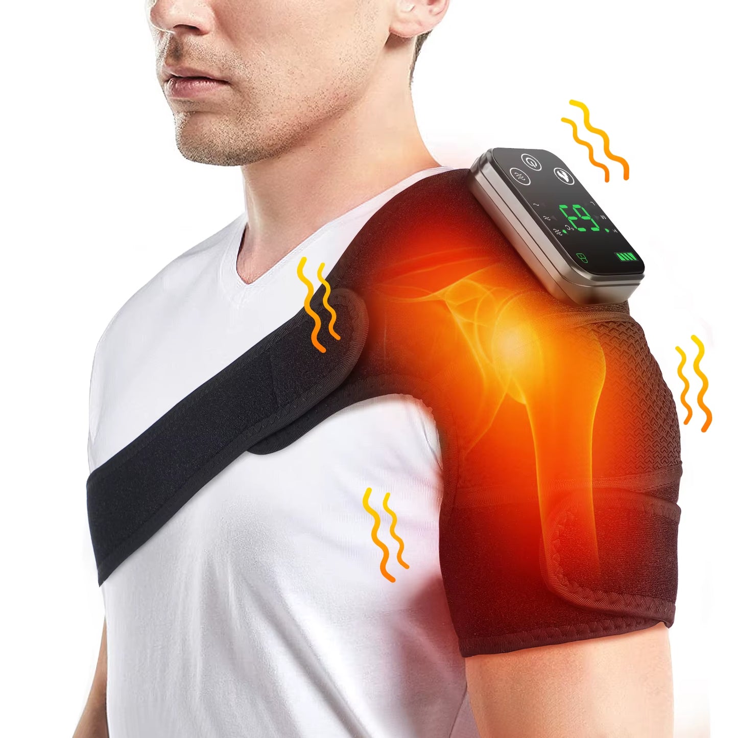 3-in-1 Electric Heated Knee Massager with Vibration | Wireless 4000mAh Rechargeable Physiotherapy Pad for Knee, Shoulder & Elbow Pain Relief