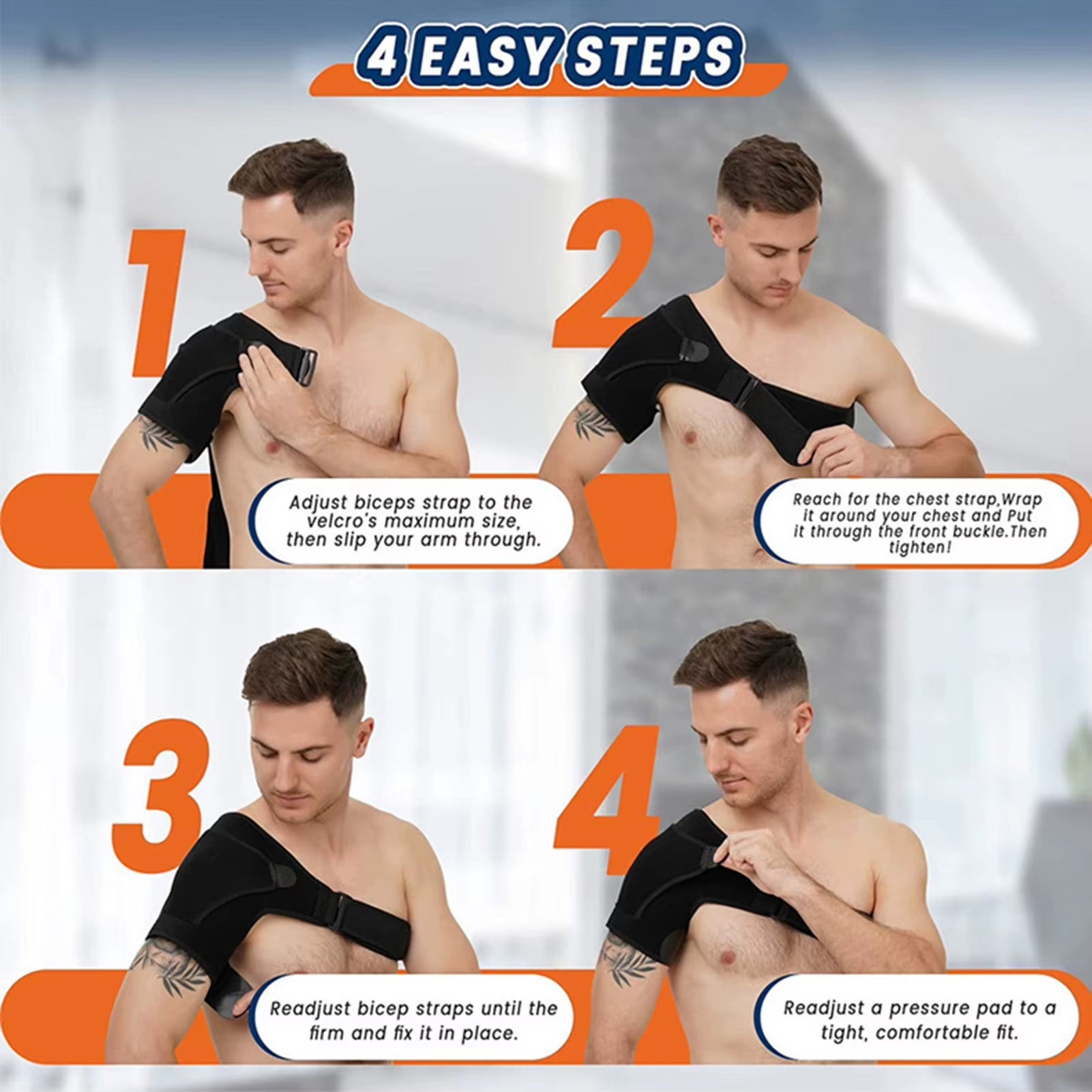 Adjustable Shoulder Brace for Rotator Cuff Injury – Compression Sleeve Support Wrap for Left or Right Arm | 1 or 2 Pcs