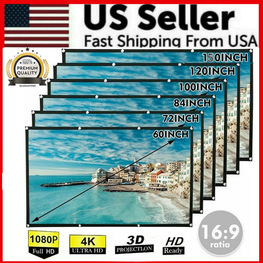 HD Foldable Projector Screen 16:9 - Portable Home & Outdoor Theater Display (60–150 inch)