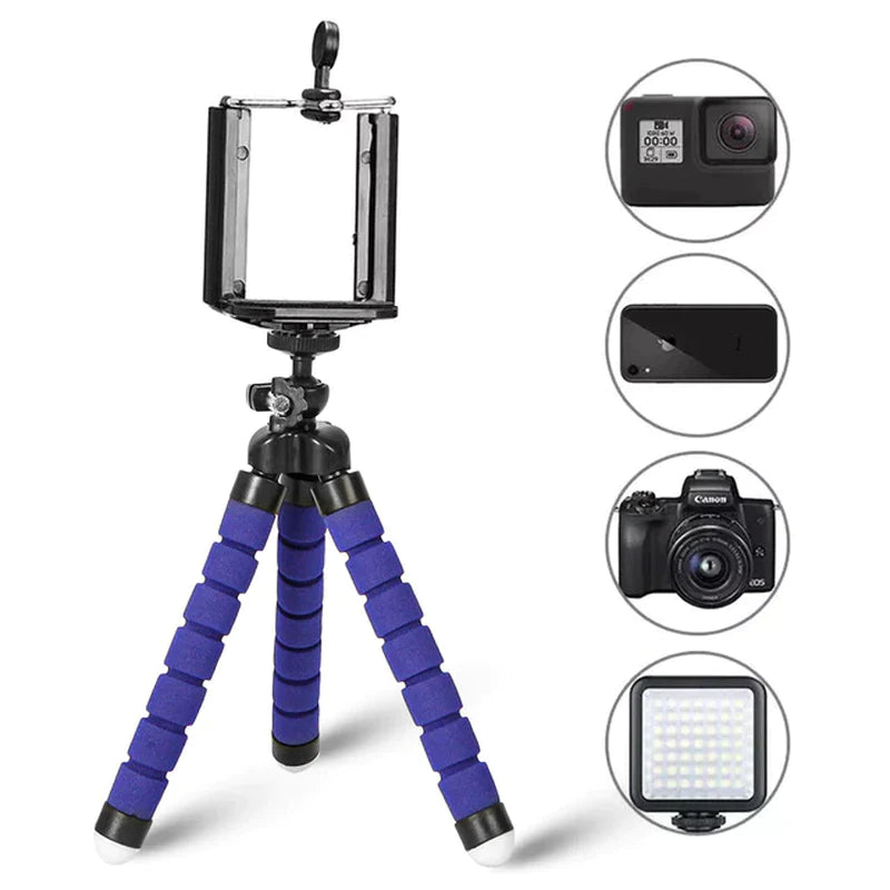 Flexible Mini Tripod Stand for Phone – Lightweight Octopus Tripod with Phone Holder Clip