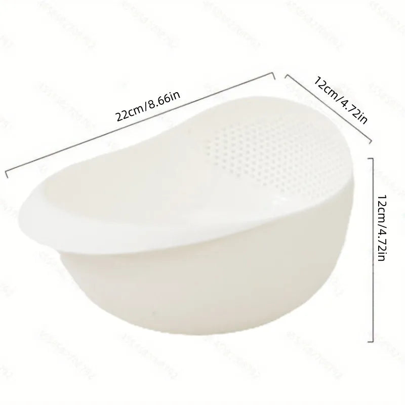 Multi-Purpose Rice Drainage Basket – Rice, Fruit & Vegetable Strainer with Easy-Grip Oval Design