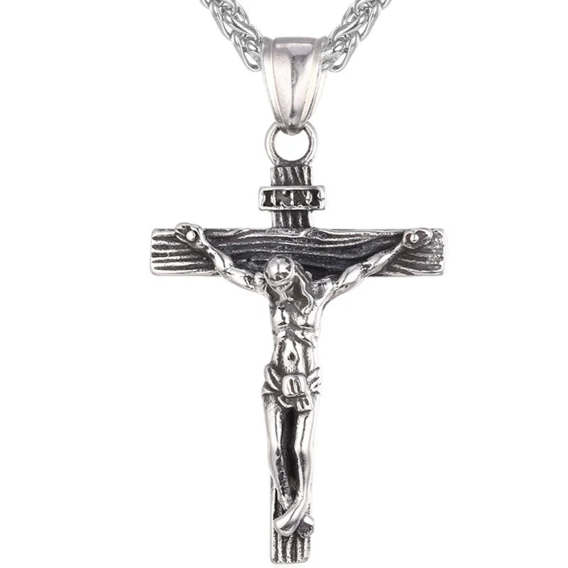 Stainless Steel Crucifix Cross Pendant Necklace – Gold Plated INRI Jesus Piece for Women & Men | Faith Religious Jewelry