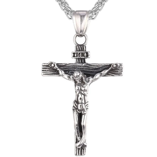 Stainless Steel Crucifix Cross Pendant Necklace – Gold Plated INRI Jesus Piece for Women & Men | Faith Religious Jewelry