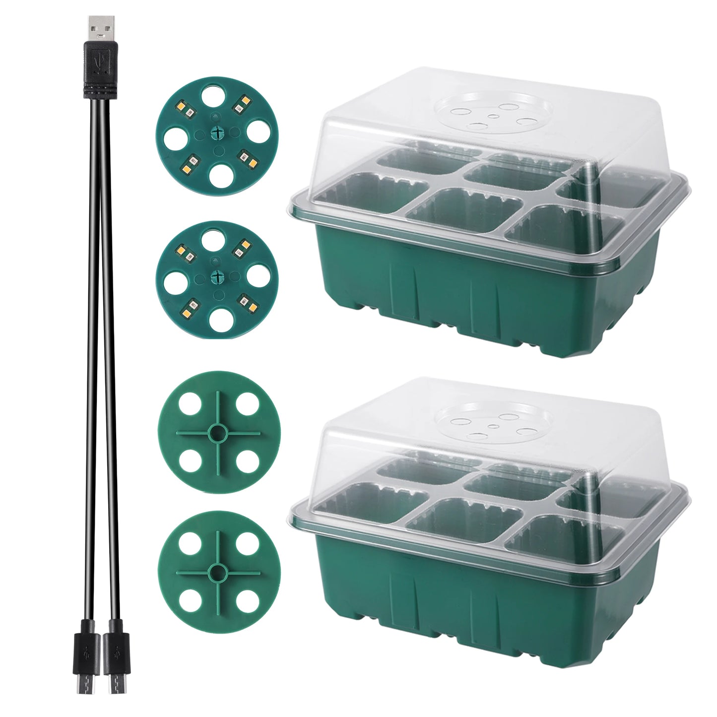 Seed Starter Tray with LED Grow Light – Indoor Germination Kit with Adjustable Ventilation & Humidity Dome (6/12 Cell)