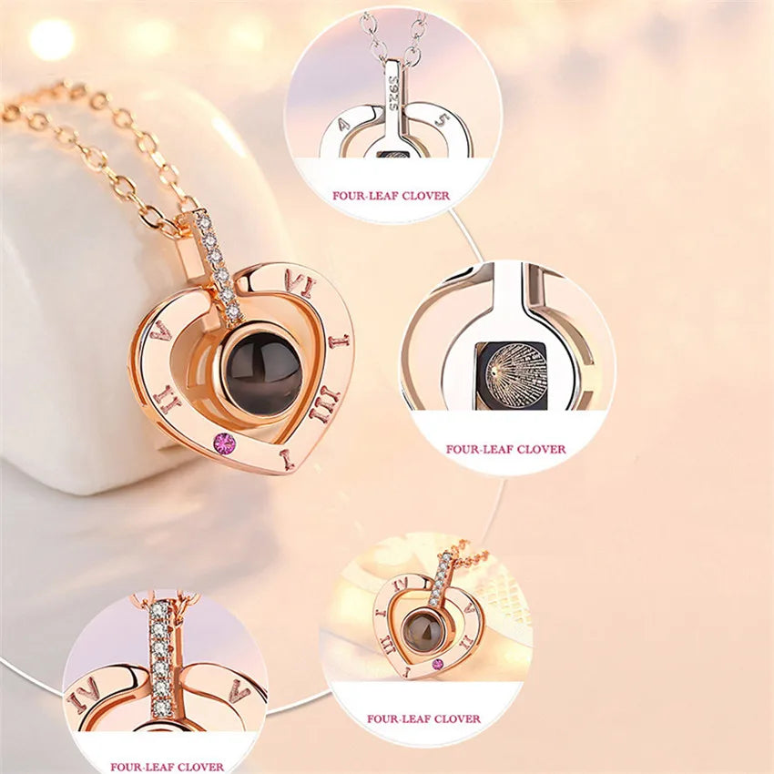 Projection Necklace – 100 Languages “I Love You” Pendant | Romantic Couple Jewelry Gift for Girlfriend or Lover