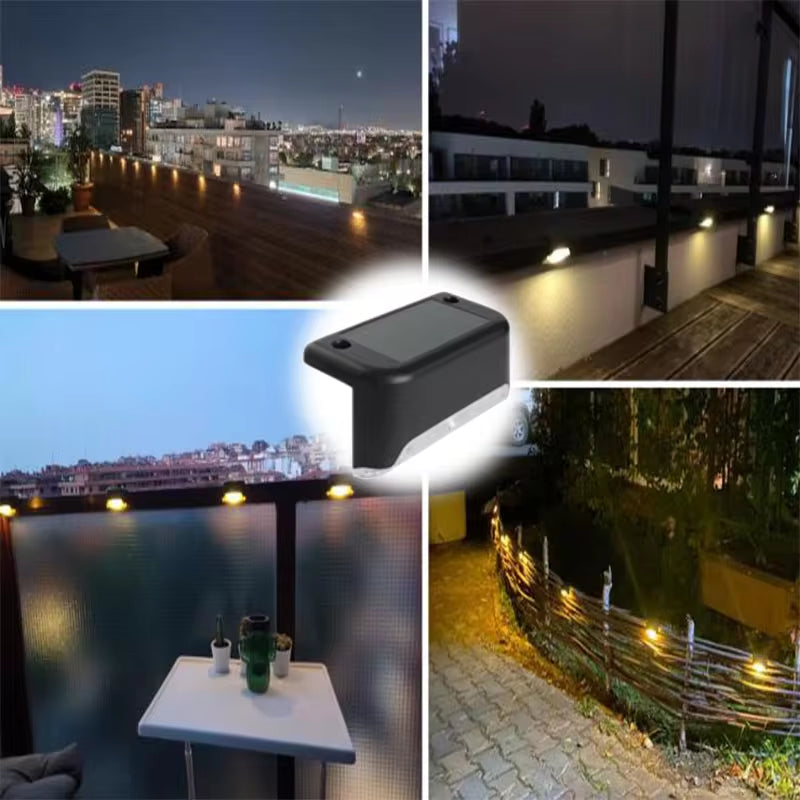Warm White LED Solar Step Lights – Waterproof Outdoor Deck, Path, Stair & Fence Lighting
