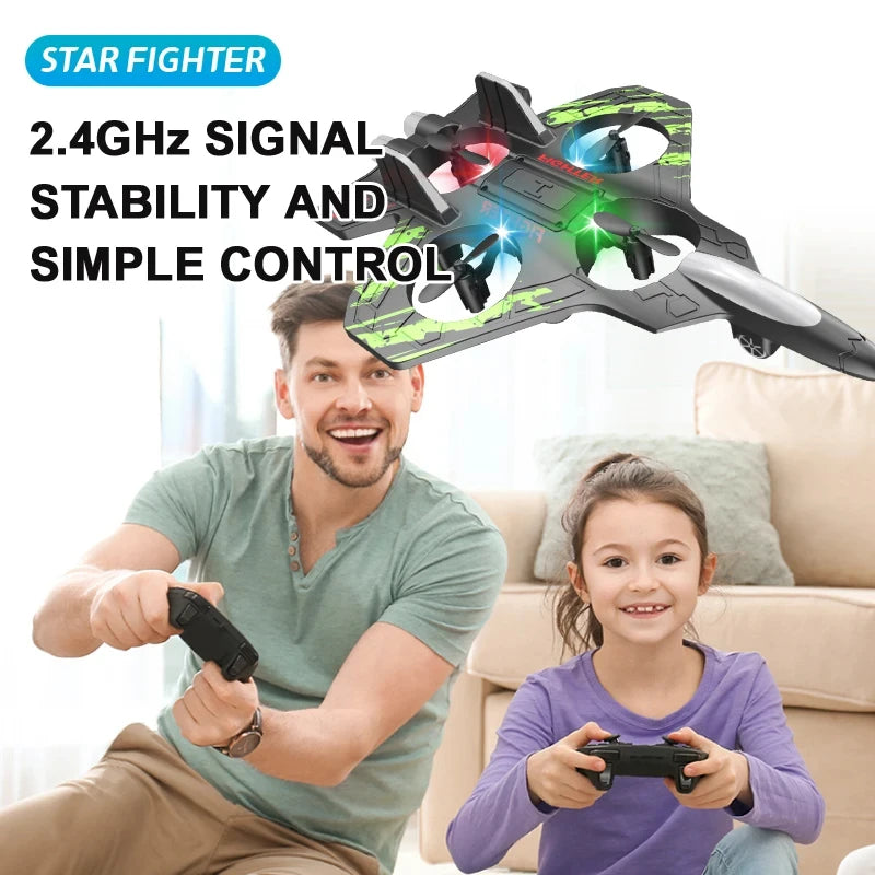 2.4G Remote Control Fighter Plane with LED Lights – Foam Glider Stunt UAV Helicopter